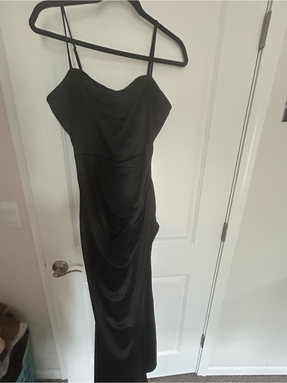 Black Spaghetti-Strap Evening Dress
